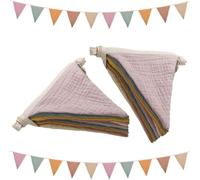 Lot de 2 guirlandes de fanions décoratifs pour chambre d'enfant - Guirlande de fanions multicolores des deux côtés - Guirlande en mousseline pour lit de maison, lit de bébé, lit d'enfant, décoration