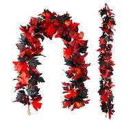 Lot de 2 guirlandes de feuilles d'érable artificielles à suspendre avec crochets, décoration de Noël pour maison, jardin, mur, porte, cheminée, décoration d'automne