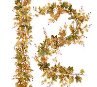 Lot de 2 guirlandes de Feuilles d'érable d'automne - 2 m/pièce - Guirlande de Feuillage d'automne Artificiel pour la Maison, Mariage, Halloween, fête de Thanksgiving