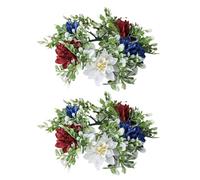 Lot de 2 guirlandes de fleurs artificielles patriotiques pour décoration de centre de table - Rouge blanc et bleu