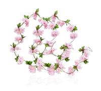 Lot de 2 guirlandes de fleurs de cerisier artificielles en rotin pour décoration de jardin de mariage (rose clair)