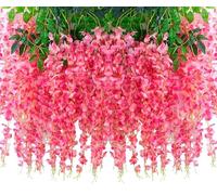 Lot de 2 guirlandes de glycines artificielles à suspendre avec 20 branches de 1,8 m pour arche de mariage, fête, jardin, décoration d'intérieur (rose)