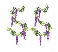 Lot de 2 guirlandes de glycines artificielles réalistes - Tissu et fleurs en soie de 1,8 m pour décoration de mariage, décoration murale, centre de table et toile de fond photo (violet)