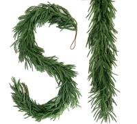 Lot de 2 guirlandes de Noël artificielles de 1,8 m en pin Norfolk pour décoration d'hiver, guirlande verte réaliste pour cheminée, table, mur, décoration intérieure et extérieure