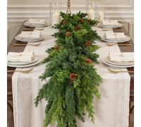 Lot de 2 guirlandes de Nol de 1,8 m en cdre Guirlande de pin cyprs raliste avec pommes de pin pour chemine, table, balustrade, chemine, d