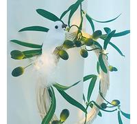 Lot de 2 Guirlandes de Olive Artificielles Vignes Plante avec LED Lumineuses Suspendus Feuille d'olive Guirlandes à Piles pour Mariage Fête Jardin Décoration Maison Anniversaire (Vert Olive)