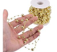 Lot de 2 guirlandes de perles artificielles pour bougies flottantes, 5 m par fil de perles pour remplissage de vase, décoration de table de mariage, fête, centre de table (doré)