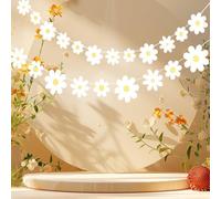 Lot de 2 guirlandes décoratives en forme de marguerite pour chambre d'enfant, serviettes de décoration de pâquerettes, décoration de gâteau, guirlande de fleurs pour fille pour bannière Happy Birthday