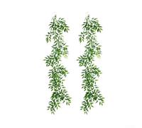 Lot de 2 guirlandes d'eucalyptus artificielles de 200 cm avec 62 feuilles pour mariage, maison, jardin, extérieur et intérieur, 2 pièces en PPC vert (A)