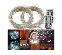 Lot de 2 guirlandes LED USB 10 m avec télécommande - Lumière blanche naturelle Lunartec