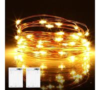 Lot de 2 Guirlandes Lumineuses 60 LED, Guirlandes Lumineuse avec Minuteur, IP65 Etanche Micro Guirlande LED Interieur et Extérieur, Mini LED en Fil de Cuivre pour Fête, Jardin, Mariage,Noël,Halloween