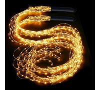 Lot de 2 guirlandes lumineuses à piles - Étanche - Design cascade - Minuterie - 8 modes - Guirlande lumineuse cascade - Télécommande - Pour décoration intérieure et extérieure de Noël (blanc chaud, 2