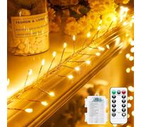 Lot de 2 guirlandes lumineuses d'extérieur à piles, 1,5 m et 50 LED scintillantes avec télécommande, lumières étoilées pour couronne de mariage, chambre à coucher, bocal Mason Bock, vacances, Noël,