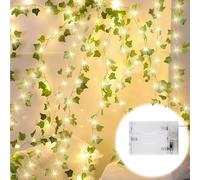 Lot de 2 guirlandes lumineuses LED - 5 m - 50 LED - Guirlande lumineuse d'intérieur - Guirlande lumineuse avec piles - Guirlande lumineuse avec feuilles - Pour mariage, fête, jardin, appartement