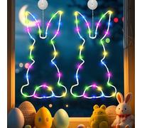 Lot de 2 guirlandes lumineuses LED pour fenêtre de Pâques - Avec minuterie - Alimentation par piles - Décoration de Pâques à suspendre - Décoration de Pâques (A)