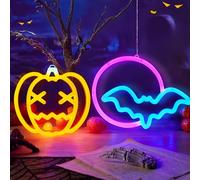 Lot de 2 guirlandes lumineuses LED pour fenêtre d'Halloween avec crochets - Décoration d'intérieur - Éclairage d'extérieur - Fonctionne avec piles - 2 pièces - A