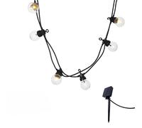 Lot de 2 Guirlandes lumineuses solaire 10 globes transparents LED blanc chaud PARTY CLEAR SOLAR 5.90m 8 modes