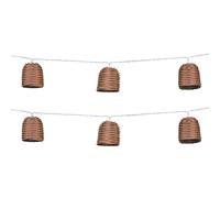Lumisky Guirlande lumineuse solaire FORMENTERA 10 abat-jours rotin LED blanc chaud 3,8 m Lot de 2