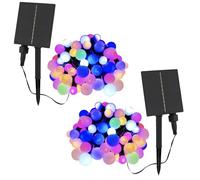 Lot de 2 guirlandes lumineuses solaires 100 ampoules rondes multicolores LED BILLY RGB 10.90m