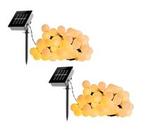 Lot de 2 guirlandes lumineuses solaires ampoules rondes 60 LED blanc chaud BILLY 6.90m