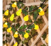 Lot de 2 guirlandes lumineuses solaires de lierre de 5 m, ampoules en forme de gourde avec guirlande de feuilles d'érable vertes LED, 20 plantes artificielles