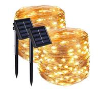 Lot de 2 guirlandes lumineuses solaires en cuivre 100 micro LED blanc chaud SKINNY SOLAR 11.90m 8 modes