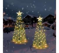 Lot de 2 guirlandes lumineuses solaires en spirale de 53,3 cm pour sapin de Noël d'extérieur, 8 modes, lumières solaires pour allée, jardin, terrasse, cour, allée (blanc chaud)