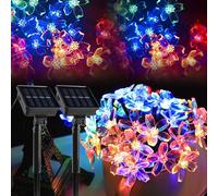 Lot de 2 guirlandes lumineuses solaires étanches - 9,5 m - 50 LED - Guirlande lumineuse d'extérieur - Guirlande solaire d'extérieur - Pour jardin, clôture, décoration, balcon, mariage
