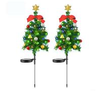 Lot de 2 guirlandes lumineuses solaires pour sapin de Noël avec 20 ampoules LED colorées, étanchéité IP65, décoration de jardin et de cour, comprend des baies rouges, des cloches et des nœuds pour