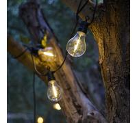 Lot de 2 guirlandes lumineuses extérieur 10 globes transparents LED blanc chaud dimmable PARTY CLEAR HYBRID 8m solaire et sur secteur