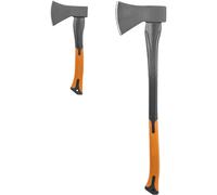 Lot de 2 haches avec manche en fibre de verre : hache + hachette