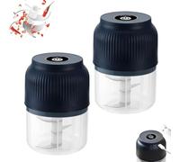 Lot de 2 hachoirs électriques pour ail - Mini hachoir portable - Pour viande et nourriture pour bébé - Détachable, facile à nettoyer - Gadget de cuisine pour oignons, gingembre, piment, noix, viande