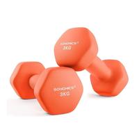 Lot de 2 Haltères,2 x 3 kg,Hexagonaux, pour Salle de Sport, Domicile,Orange