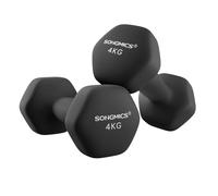 Lot de 2 Haltères, 2 x 4 kg, Haltères Hexagonaux avec Surface en Vinyle, pour Fitness, Exercice, Entraînement, Domicile, Noir
