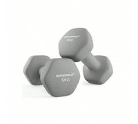 Lot De 2 Haltères, 2 X 5 Kg, Haltères Hexagonaux Avec Surface En Vinyle, Pour Exercice, Entraînement, Gris