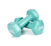 Lot de 2 haltères courts en vinyle avec surface en vinyle - Variantes de poids de 2 x 0,5 kg à 2 x 3 kg - Pour gymnastique, aérobic, fitness, pilates, musculation - Vert - 2 x 2 kg