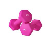 SPORTNOW Lot de 2 haltères hexagonales avec poignée antidérapante pour l'entraînement à la maison, 2 x 3 kg, rose