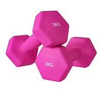 SPORTNOW Lot de 2 haltères hexagonales avec poignée antidérapante pour l'entraînement à la maison, 2 x 3 kg, rose