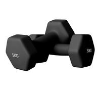 Lot de 2 haltères hexagonales - SPORTNOW - avec poignée antidérapante pour l'entraînement à la maison, 2 x 5kg, noir