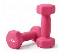 Lot de 2 haltères Relaxdays, en fonte, 2 kg, revêtus, antidérapants, rose