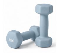 Lot de 2 haltères Relaxdays, en fonte, 3 kg, revêtus, bleu clair