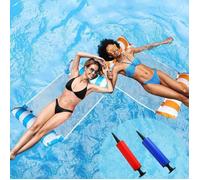 Lot De 2 Hamacs A Eau 4 En 1 Avec Filet Et Hamac Gonflable De Piscine Hamac De Piscine Hamac A Eau, Lit Flottant Et Fauteuil Lou Multicolore