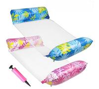 Lot de 2 hamacs à eau 4 en 1 avec filet et hamac gonflable de piscine - Hamac de piscine & hamac à eau, lit flottant et fauteuil lounge pour adultes et enfants - Feuille d'érable bleue et feuille