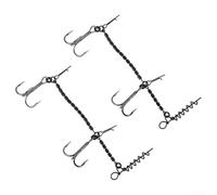 Lot de 2 hameçons triples avec ardillons et tire-bouchon pour brochet Stinger offrant un maintien sûr et une fixation facile d'appât. Convient pour diverses espèces de poissons