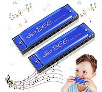 Lot de 2 Harmonica diatonique pour enfants - Harmonica diatonique à 10 trous - Harmonica major blues - Harmonica en do majeur pour les débutants (bleu)