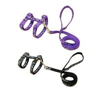 Lot de 2 harnais et laisse pour chat avec collier, anti-fugue et réglable, pour chats de petite et moyenne taille, pour promener et voyager (noir + violet)