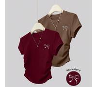 Lot de 2 hauts à la mode ornés de strass pour femme, style streetwear polyvalent pour l'été, indispensable pour les filles, excellent retour sur investissement, idéal pour la rentrée scolaire, les vac