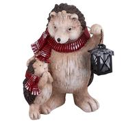 Lot de 2 Hérisson de Noël en polyrésine avec lanterne LED H. 37,5 cm, Noël