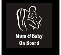[Lot de 2] Hirondelle Bleue® Autocollant Stickers de Sécurité Stickers de Sécurité 'Mum & Baby On Board' (Maman & Bébé à Bord), 15 * 14cm, pour Voiture, SUV, VanProduit expédié depuis la France