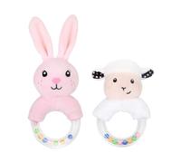 Lot de 2 hochets pour bébé, jouets sensoriels pour bébé, hochets de bébé, hochets mignons en peluche, convient pour les bébés de 0 à 12 mois